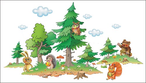 218a Zvířátka v lese - sestavená dekorace (inspirační ukázka)
